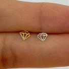 Microbell reto prata 925 com diamante - piercing