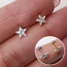 Microbell reto prata 925 com zircônias - joia de piercing