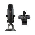 Microfone Blue Yeti USB Blackout com Kit Webcam C920S