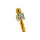 Microfone bluetooth sem fio wireless karaoke led radio fm sd remix mt-1036 dourado