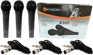 Microfone c/ fio Kadosh Kds-300 Kit C/ 3 Pç Dinâmico c/ Cabo