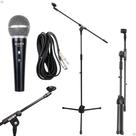 Microfone Com Cabo 3M e Pedestal Para Igrejas Palestras Karaoke Shows Eventos em Geral
