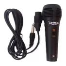 Microfone Com Fio 2.5 Metros P/ Karaokê + Cabo Aux. P2 E P10 Cor Preto
