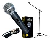 Microfone com fio santo angelo cardioide sas100 c/ cabo e pedestal vector pmv-01 sht