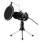 Microfone condensador F8 Cardioid com tripé, filtro e Windscr