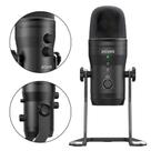 Microfone Condensador Pcyes Vocalizer Pro -45dB 3dB Cabo Type-C Para USB 50Hz-18KHz Controladora De Mute E Volume Com 4 Padrões De Captação