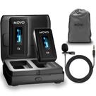 Microfone de câmera sem fio Movo WMX-2 com estojo de carregamento