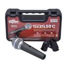 Microfone de Fio Santo Angelo SAS 58c Dinâmico Cardioide Aluminio Com Chave On Off SAS58c