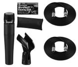 Microfone de instrumento dinâmico cardióide Shure SM57-LC + pacote extra de dois (2) cabos XLR