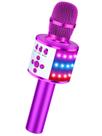 Microfone de karaokê BONAOK Q78 Bluetooth com luzes de discoteca roxo