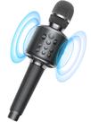 Microfone de karaokê MetFut Bluetooth sem fio com alto-falante cinza