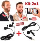 Microfone de Lapela + Microfone Duplo Celular Smartphone Universal Youtuber Original Entrevistas