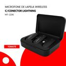 Microfone de Lapela Preto Sem Fio com Base para Carregamento Alcance 20 Metros