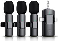 Microfone de Lapela Sem Fio Akcswo 3 em 1 - Compatível com iPhone e Android