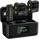 Microfone de Lapela Sem Fio Kit Duplo com Case de Carregamento Compatível com iPhone IA Antirruído