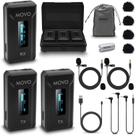 Microfone de lapela sem fio Movo WMX-2-DUO com estojo de carregamento
