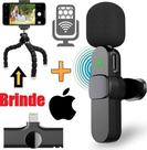 Microfone de Lapela Sem Fio Wireless Para Ios Lightning Gravação de Vídeo Vlog Youtubers Mini Tripé Celular