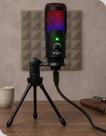 Microfone de Mesa Bright Streamer RGB XLR Profissional para Podcast, Live e Gravação