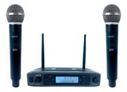 Microfone Duplo de Mão Sem Fio UHF 100 Canais Alcance 100 Metros UHF-527M MXT