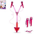 Microfone Duplo Infantil C/ Pedestal Conecta No Celular Cabo