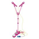 Microfone Duplo Infantil Musical Pedestal 2 Microfones Rosa