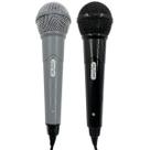 Microfone Duplo Karaoke Bar Com Cabo Leson Mk2 Preto E Cinza