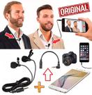 Microfone Duplo lapela Celular Smartphone Universal + Adaptador Câmeras Dslr Entrevistas Youtuber