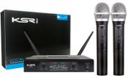 Microfone Duplo Sem Fio Mao + Mao Uhf Marca Ksr Kt2m