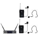 Microfone Dylan Sem Fio UDX-06 Multi Duplo Headset Lapela Transmissor