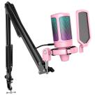 Microfone FIFINE A6T Kit de jogos USB rosa com RGB para PC