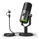 Microfone Gamer Condensador Maono Dm30 Rgb Em Metal Preto