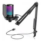 Microfone Gamer Fifine Ampligame A6T, RGB, USB, Black, Com Braço Articulado Microfone Gamer Fifine Ampligame A6T, RGB, USB, Black, Com Braço Articulado