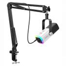 Microfone Gamer Fifine RGB USB XLR Branco Com Braço Articulado AM8TW Microfone Gamer Fifine RGB USB XLR Branco Com Braço Articulado AM8TW