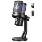 Microfone Gamer Maomo DM40 PRO RGB, Preto com Suporte Preto