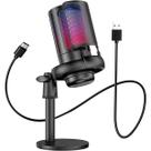 Microfone Gamer RGB Condensador USB Com Monitoramento De Fone Profissional Para Streaming Podcast PC Plug And Play