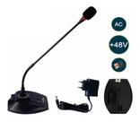 Microfone Gooseneck 43cm Phantom Power Pilha Fonte Ac Brasom