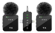 Microfone Lapela Sem Fio 3 em 1 Compatível com iPhone, Android e Câmera, Preto, Alta Qualidade de Som