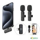 Microfone Lapela Sem Fio Duplo para Iphone 15 15 Pro e 15 Pro Max Profissional Tipo-C