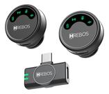 Microfone Lapela Sem Fio Profissional Duplo Tipo C Hrebos Preto