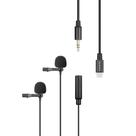 Microfone lapela ultracompacto duplo p/ iphone ou ipad 6m Microfone lapela ultracompacto duplo p/ iphone ou ipad 6m
