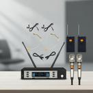 Microfone Leikozic Uhf 6 Em 1 Duplo Mão Lapela E Auricular Preto