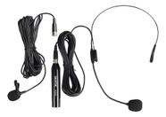 Microfone Profissional Com Fio Auricular Headset E Lapela SKMLH5 Skypix Com Cabo De 8 Metros
