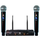 Microfone s/ fio Profissional Custom Multi frequencia Duplo 2 bastões UHF CW40 48 canais