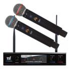 Microfone S/Fio Tsi-900 Uhf Duplo Multi Canais Bivolt Dinâmico