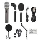 Microfone Samson Q2U Grey para Gravação e Podcast - Kit com Acessórios