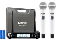 Microfone Sem Fio Branco Recarregável Duplo Mao Ksr Pro 3000