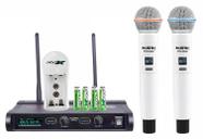 Microfone Sem Fio Branco Recarregável Duplo Mao Ksr Pro 3000