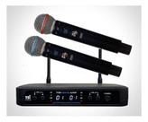 Microfone Sem Fio Duplo Mão Uhf Tsi One Preto 96 Frequencias Preto