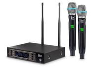 Microfone sem fio duplo profissional Dylan D-9000 UHF 200 canais