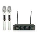 Microfone Sem Fio Duplo Uhf Branco K-502M Kadosh Para Igreja Palestra Show